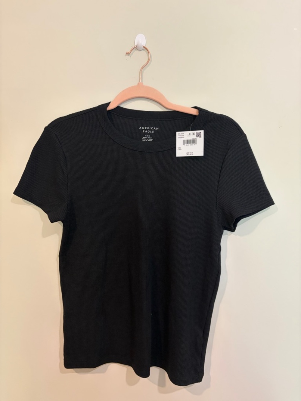 American Eagle Outfitters Black Ribbed Short Sleeve Tee